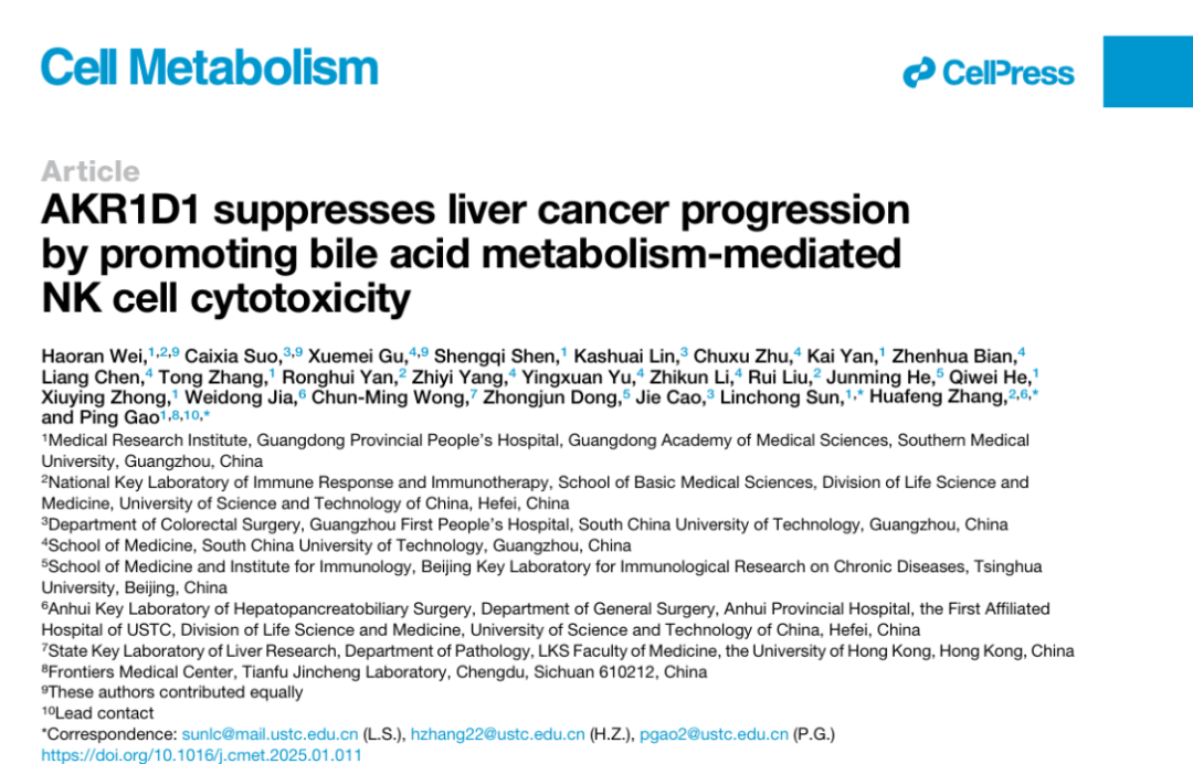 文献解读|AKR1D1通过调控“胆汁酸-肠道菌群-NK细胞”通路影响肝细胞癌(HCC)研究进展