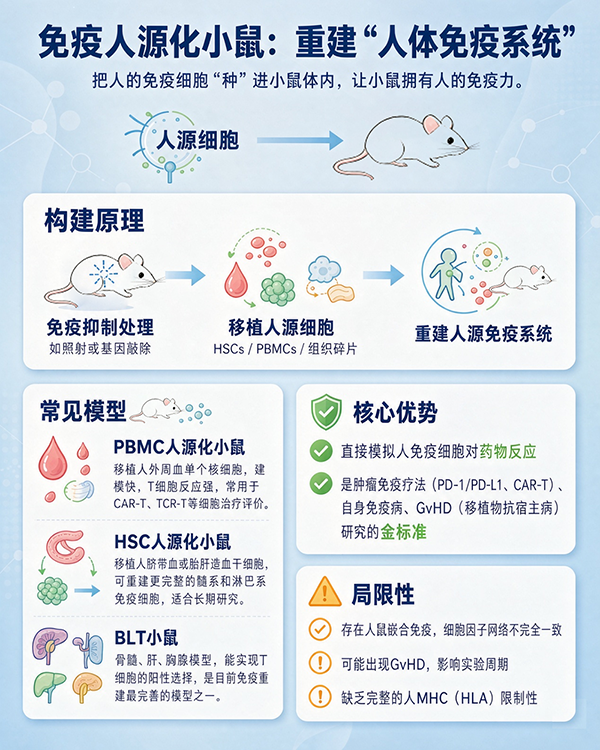人源化小鼠怎么选？基因人源化vs免疫人源化，一文读懂两大主流模型